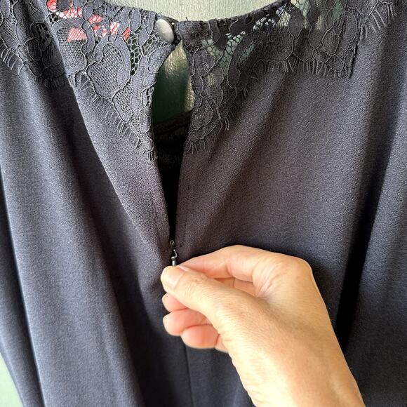 Allworthy Sz S Black Full Length Jumpsuit w/ Lace Bodice QVC Hunter McGrady - Picture 6 of 7